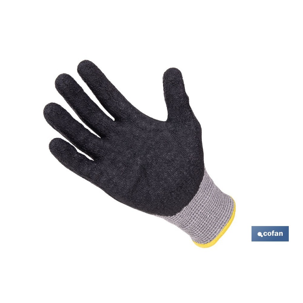 GUANTE ANTICORTE HPPE IMPREGNADO DE LATEX RUGOSO TALLA 6 VENTA UNITARIA