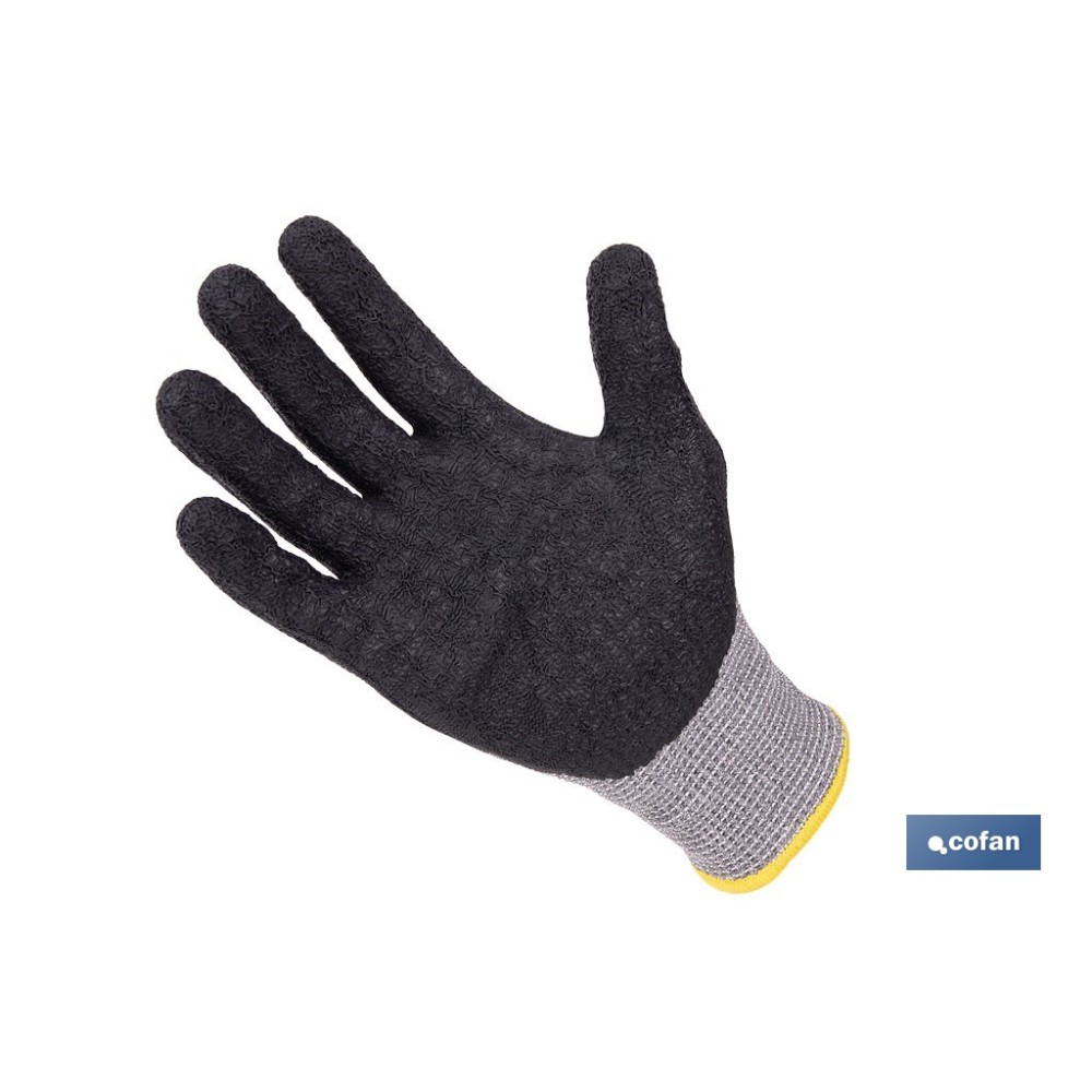 GUANTE ANTICORTE HPPE IMPREGNADO DE LATEX RUGOSO TALLA 8 VENTA UNITARIA