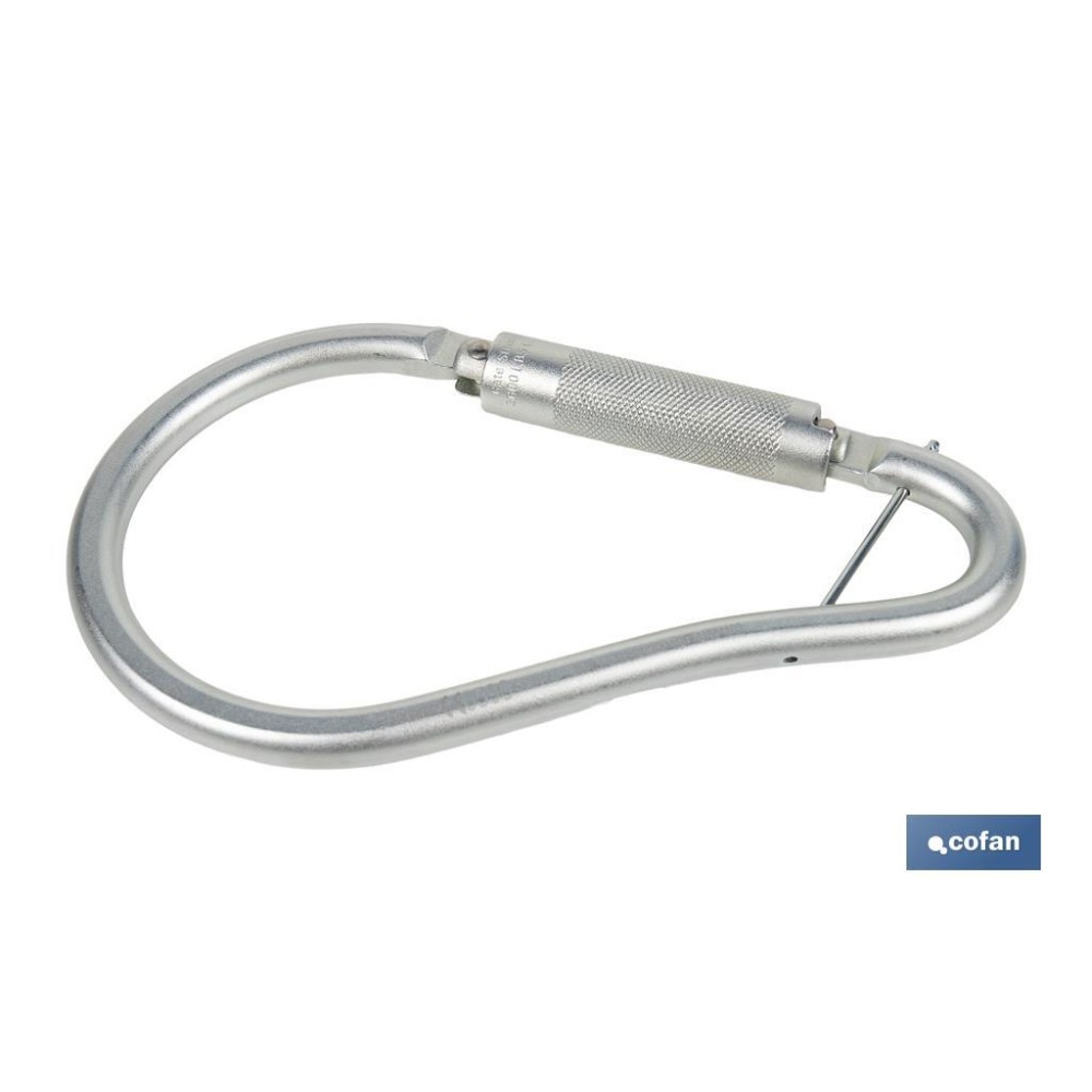 GANCHO DE ACERO CON BLOQUEO AUTOMÁTICO APERTURA 59 MM RUPTURA +23 kN