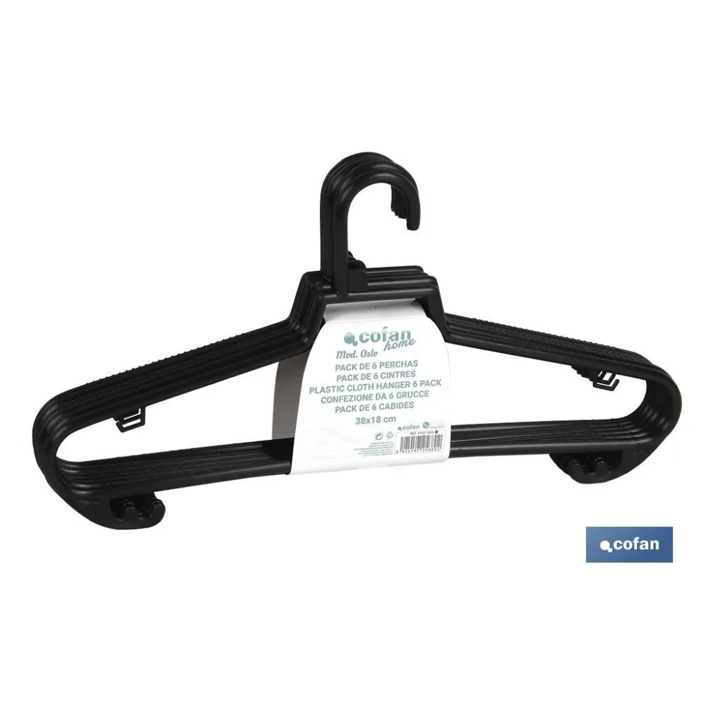 Comprar PACK DE 6 PERCHAS NEGRAS 38 X18 CM  Cofan | almacendeferreteriacor.es