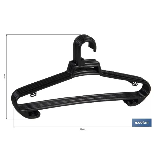 Comprar PACK DE 6 PERCHAS NEGRAS 38 X18 CM  Cofan | almacendeferreteriacor.es