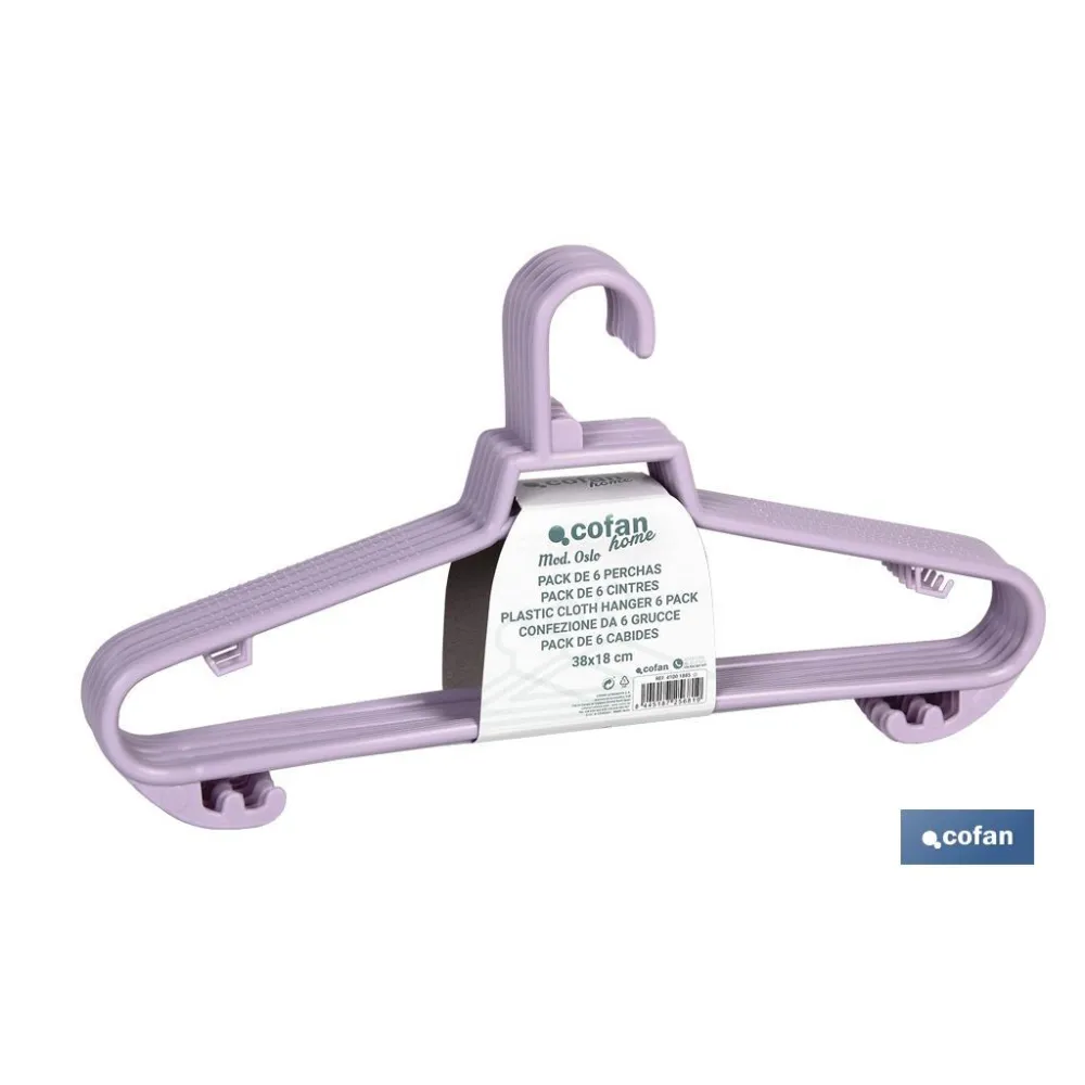 Comprar PACK DE 6 PERCHAS ROSA CLARA 38 X18 Cofan | almacendeferreteriacor.es