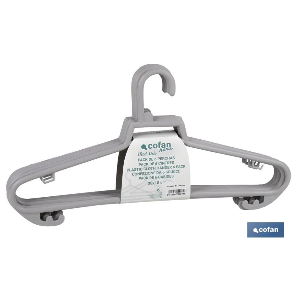 Comprar PACK DE 6 PERCHAS GRIS CLARO 38 X 1 Cofan | almacendeferreteriacor.es