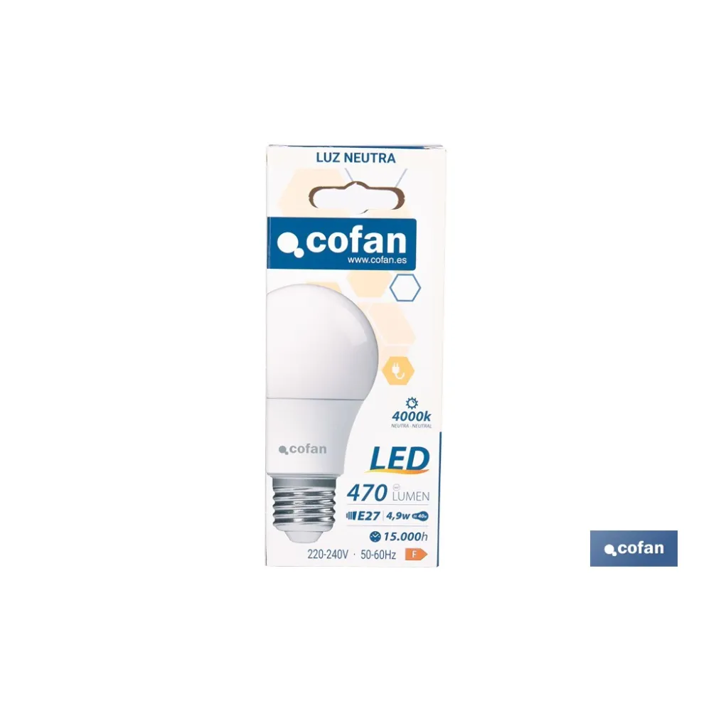 Comprar BOMBILLA LED CLASSIC E27 4.9 W 470  Cofan | almacendeferreteriacor.es