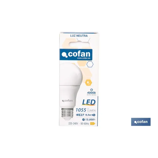 Comprar BOMBILLA LED CLASSIC E27 9.5 W 1055 Cofan | almacendeferreteriacor.es
