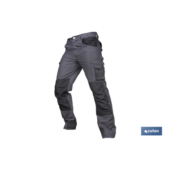 PANTALÓN DE TRABAJO HEIMDALL ELASTANO 280 G/M2 GRIS OSCURO CON DETALLES NEGROS TALLA 48