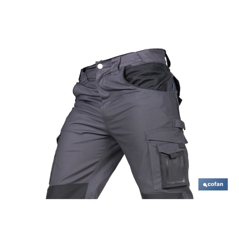 PANTALÓN DE TRABAJO HEIMDALL ELASTANO 280 G/M2 GRIS OSCURO CON DETALLES NEGROS TALLA 62