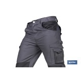PANTALÓN DE TRABAJO HEIMDALL ELASTANO 280 G/M2 GRIS OSCURO CON DETALLES NEGROS TALLA 62