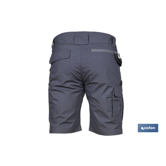 BERMUDAS DE TRABAJO FRIGG ELASTANO 215 G/M2 GRIS OSCURO CON DETALLES NEGROS TALLA 38