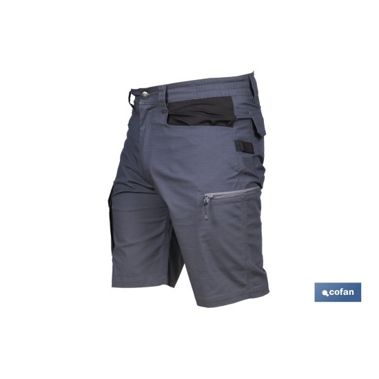 BERMUDAS DE TRABAJO FRIGG ELASTANO 215 G/M2 GRIS OSCURO CON DETALLES NEGROS TALLA 38