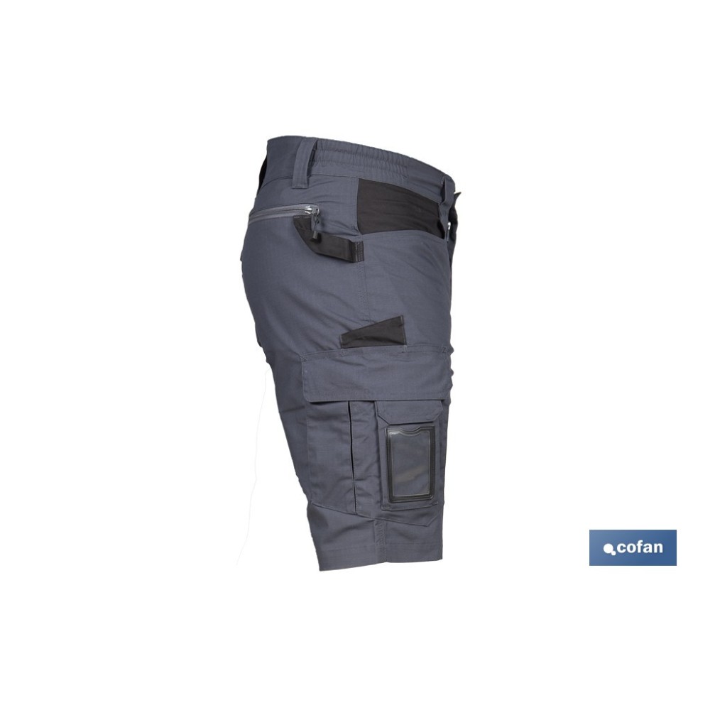 BERMUDAS DE TRABAJO FRIGG ELASTANO 215 G/M2 GRIS OSCURO CON DETALLES NEGROS TALLA 38