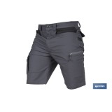 BERMUDAS DE TRABAJO FRIGG ELASTANO 215 G/M2 GRIS OSCURO CON DETALLES NEGROS TALLA 56