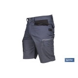 BERMUDAS DE TRABAJO FRIGG ELASTANO 215 G/M2 GRIS OSCURO CON DETALLES NEGROS TALLA 56