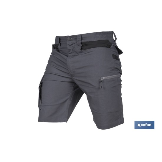 BERMUDAS DE TRABAJO FRIGG ELASTANO 215 G/M2 GRIS OSCURO CON DETALLES NEGROS TALLA 58