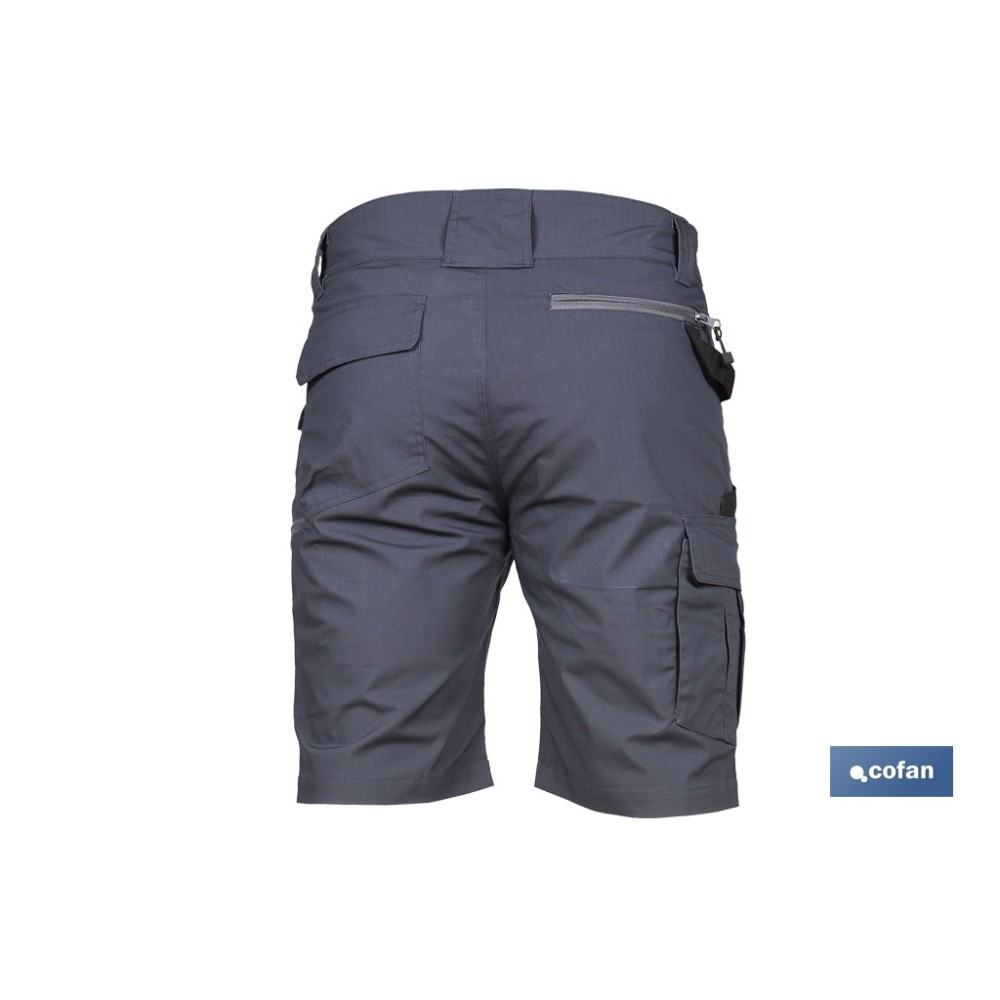 BERMUDAS DE TRABAJO FRIGG ELASTANO 215 G/M2 GRIS OSCURO CON DETALLES NEGROS TALLA 58