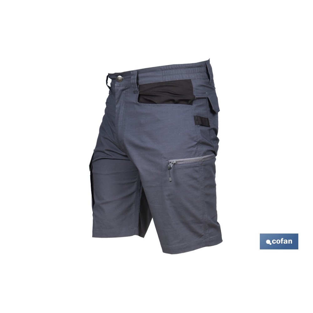 BERMUDAS DE TRABAJO FRIGG ELASTANO 215 G/M2 GRIS OSCURO CON DETALLES NEGROS TALLA 60