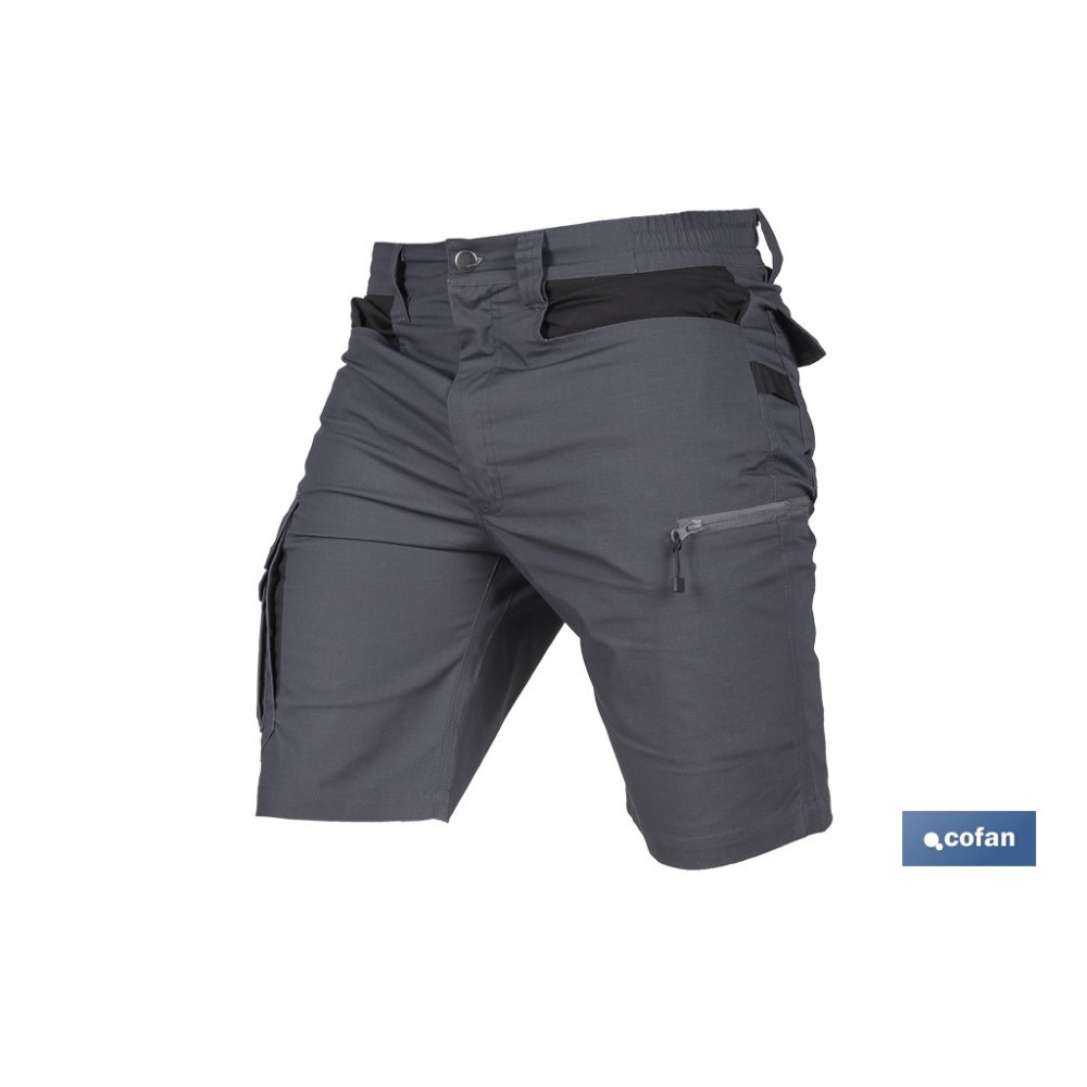 BERMUDAS DE TRABAJO FRIGG ELASTANO 215 G/M2 GRIS OSCURO CON DETALLES NEGROS TALLA 64