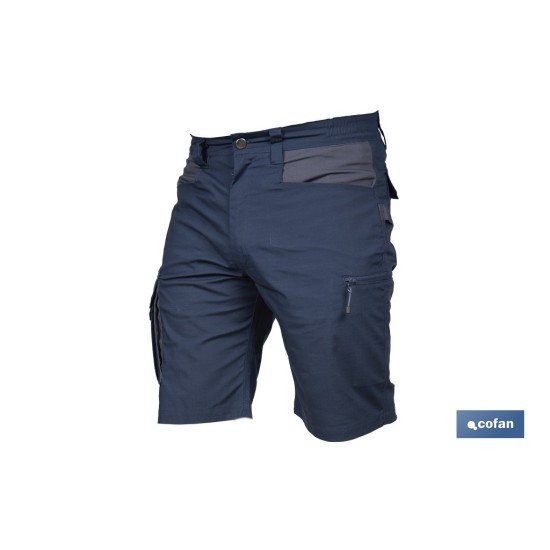 BERMUDAS DE TRABAJO TYR ELASTANO 215 G/M2 AZUL MARINO CON DETALLES GRISES TALLA 40