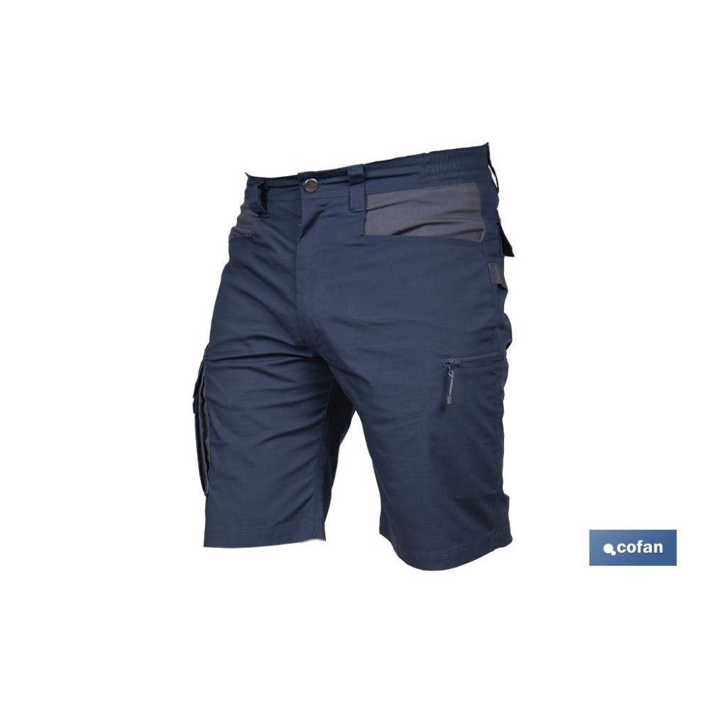 BERMUDAS DE TRABAJO TYR ELASTANO 215 G/M2 AZUL MARINO CON DETALLES GRISES TALLA 40