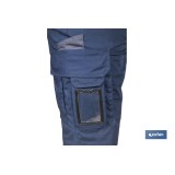 BERMUDAS DE TRABAJO TYR ELASTANO 215 G/M2 AZUL MARINO CON DETALLES GRISES TALLA 60