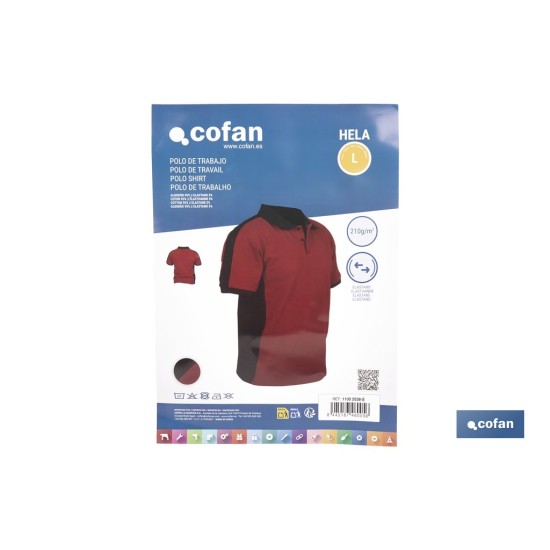 POLO HELA ELASTANO 210 G/M2 ROJO OSCURO-NEGRO TALLA L