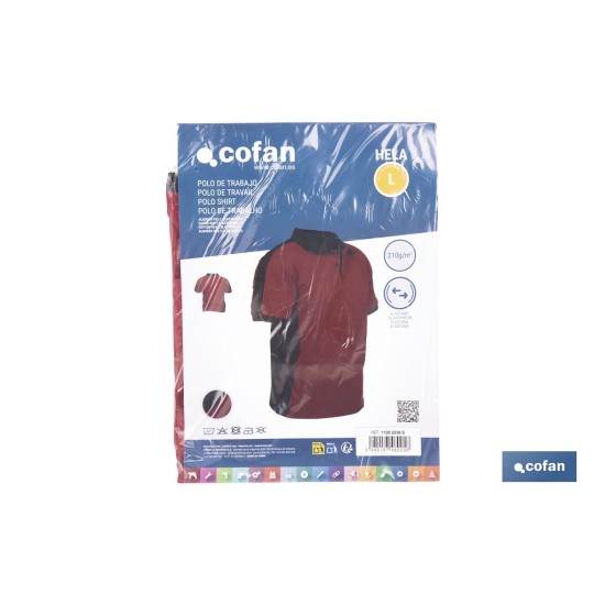 POLO HELA ELASTANO 200 G/M2 ROJO OSCURO-NEGRO TALLA S