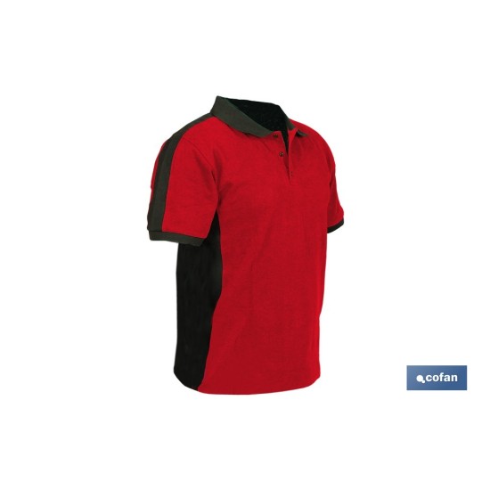 POLO HELA ELASTANO 210 G/M2 ROJO OSCURO-NEGRO TALLA XL