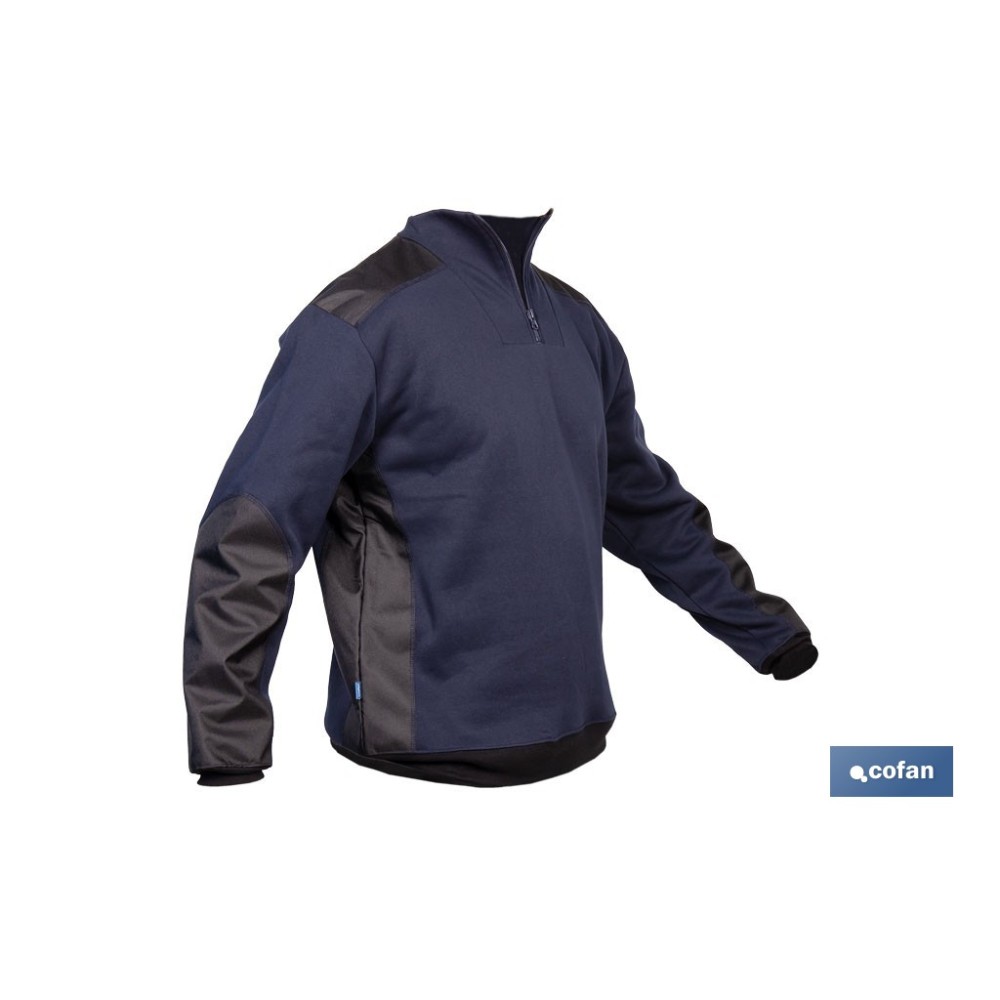 SUDADERA RANGER CUELLO CREMALLERA 280GMS AZUL-NEGRO T-S