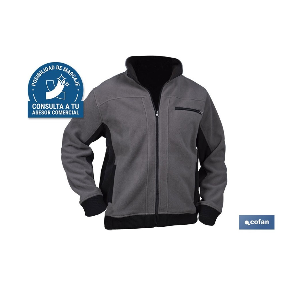 CHAQUETA POLAR MODELO WALKER 370 G/M GRIS-NEGRO TALLA S