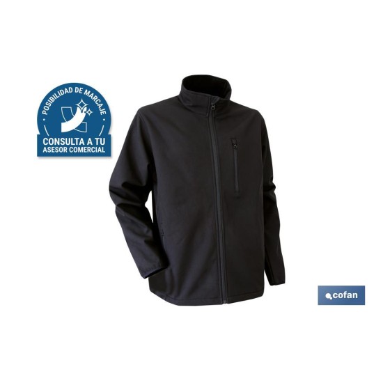 CHAQUETA SOFT SHELL NEGRA LISTER 340g/m TALLA M