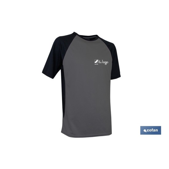 CAMISETA TRANSPIRABLE MODELO PILOTE GRIS-NEGRA 160 g/m2 TALLA-XL