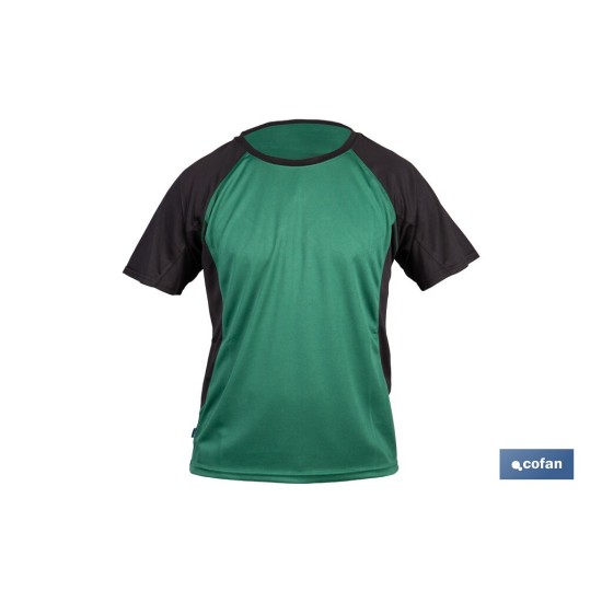 CAMISETA TRANSPIRABLE MODELO PILOTE VERDE-NEGRA 160 g/m2 TALLA-M