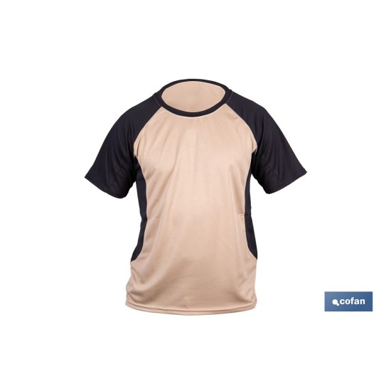 CAMISETA TRANSPIRABLE MODELO PILOTE BEIGE-NEGRA 160 g/m2 TALLA-M