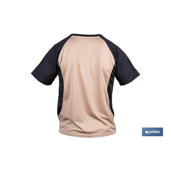 CAMISETA TRANSPIRABLE MODELO PILOTE BEIGE-NEGRA 160 g/m2 TALLA-M
