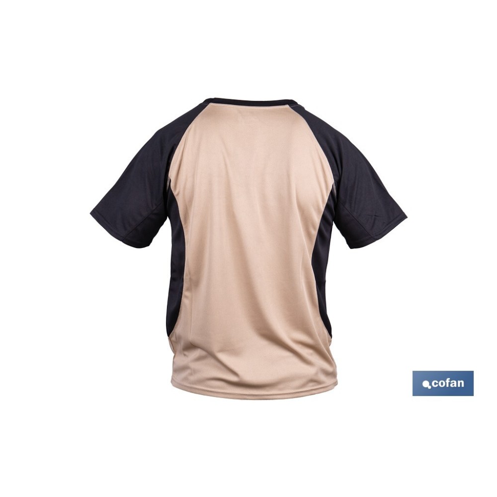 CAMISETA TRANSPIRABLE MODELO PILOTE BEIGE-NEGRA 160 g/m2 TALLA-M