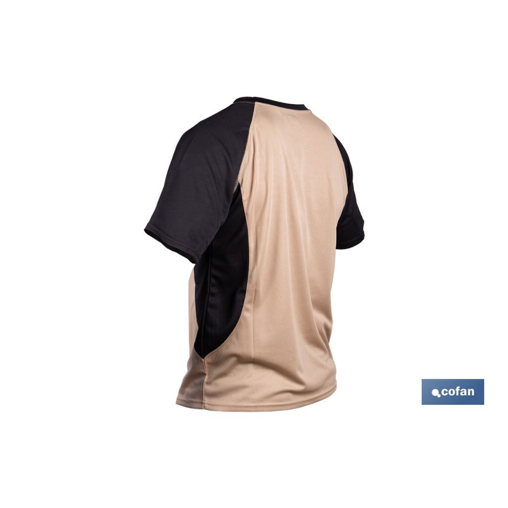 CAMISETA TRANSPIRABLE MODELO PILOTE BEIGE-NEGRA 160 g/m2 TALLA-S