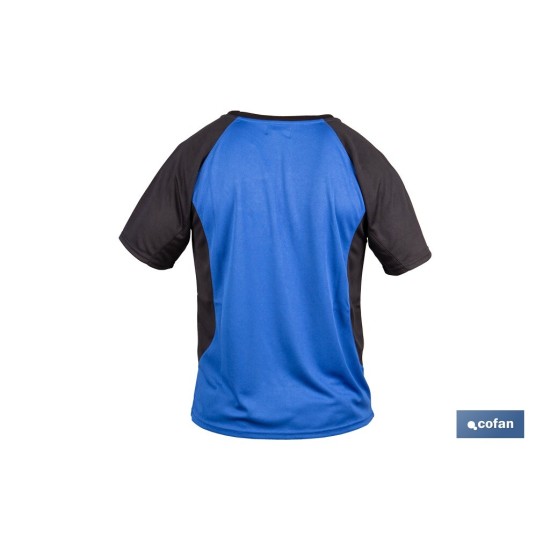 CAMISETA TRANSPIRABLE MODELO PILOTE AZUL-NEGRA 160 g/m2 TALLA-S
