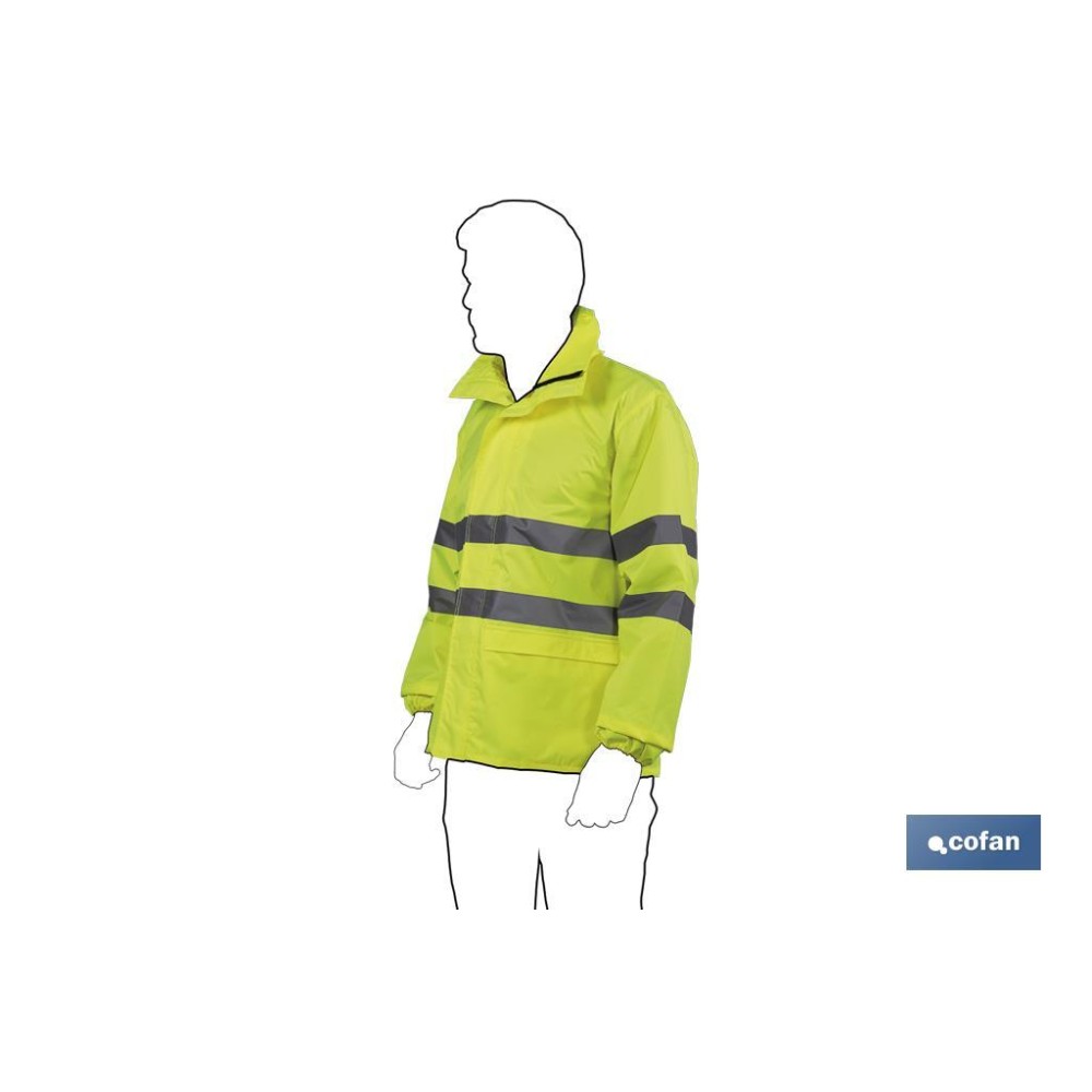 CHAQUETA DE LLUVIA DE ALTA VISIBILIDAD MODELO PÓLUX AMARILLA TALLA M