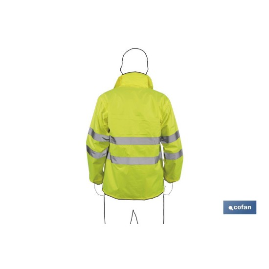 CHAQUETA DE LLUVIA DE ALTA VISIBILIDAD MODELO PÓLUX AMARILLA TALLA XXXL