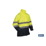CHAQUETA DE LLUVIA DE ALTA VISIBILIDAD MODELO SAGITARIO AMARILLA Y AZUL TALLA XXL