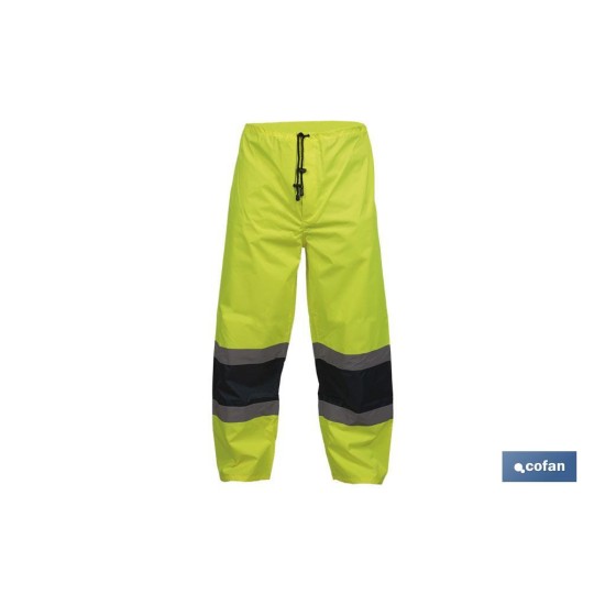 PANTALÓN DE LLUVIA DE ALTA VISIBILIDAD MODELO BELLATRIX AMARILLA Y AZUL TALLA L
