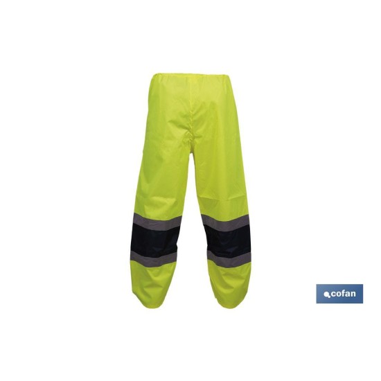PANTALÓN DE LLUVIA DE ALTA VISIBILIDAD MODELO BELLATRIX AMARILLA Y AZUL TALLA S