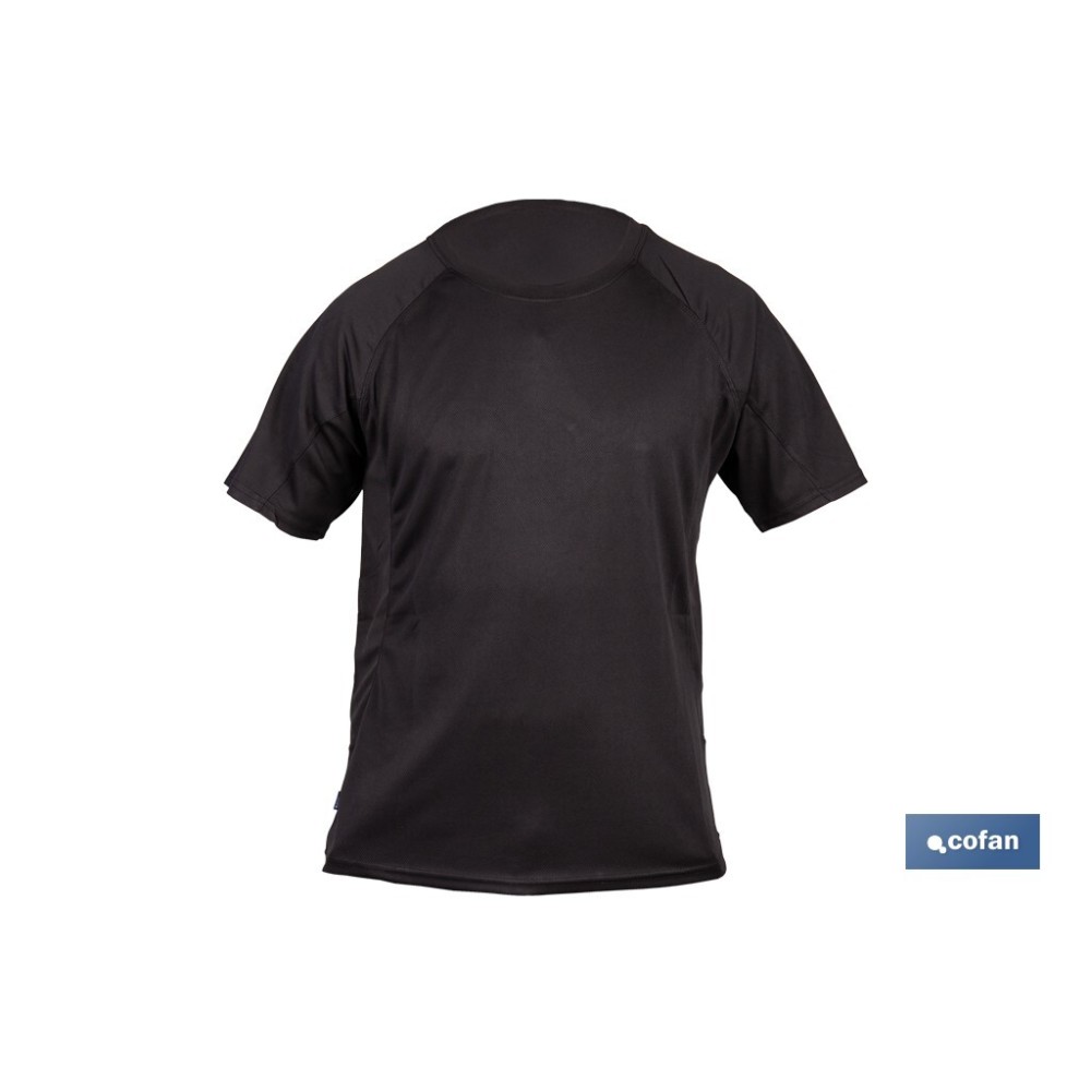 CAMISETA TRANSPIRABLE MODELO PILOTE NEGRA 160 g/m2 TALLA-L