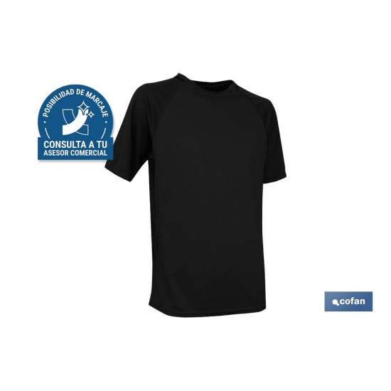 CAMISETA TRANSPIRABLE MODELO PILOTE NEGRA 160 g/m2 TALLA-S