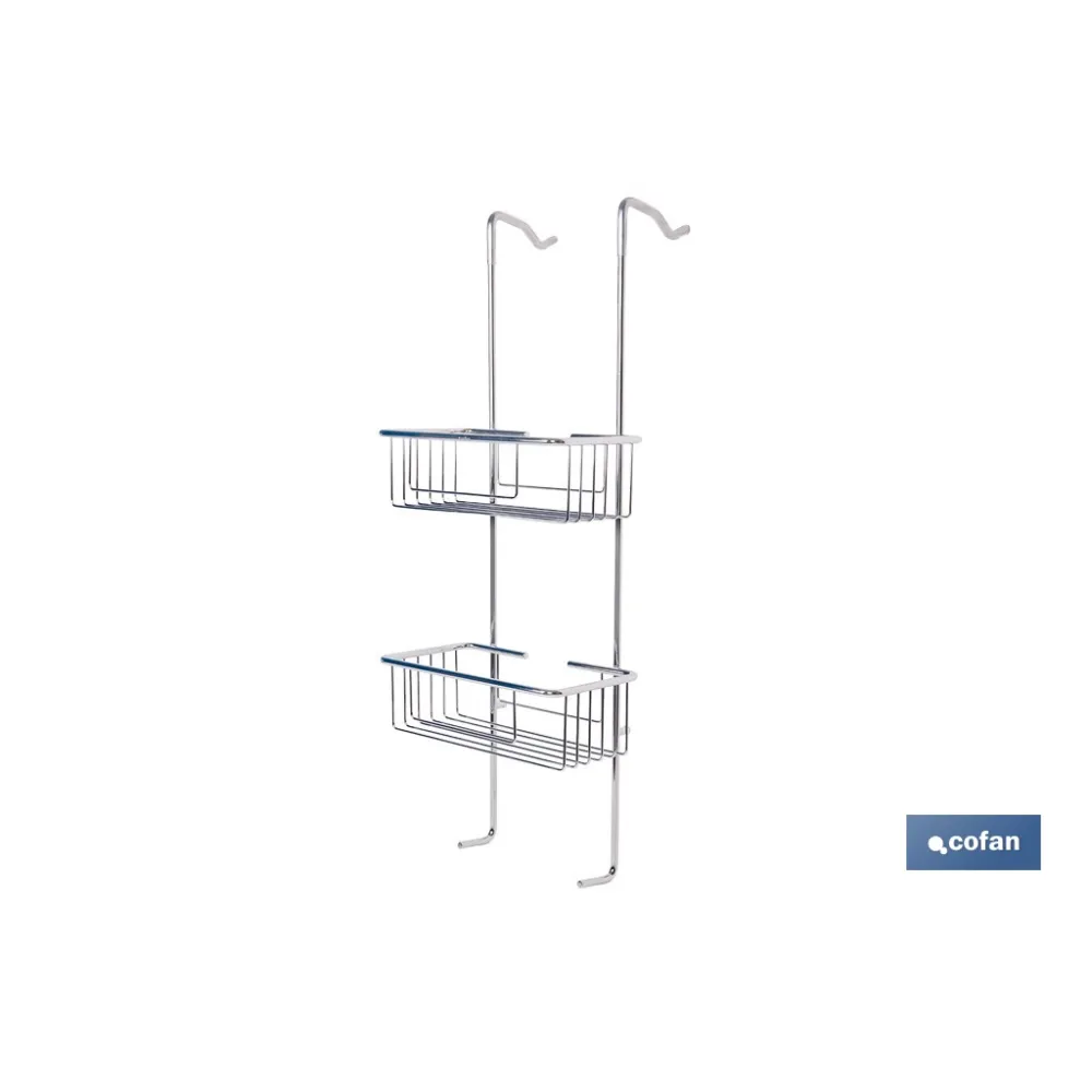 CESTA DE DUCHA DOBLE CON COLGADOR DE ACERO INOXIDABLE 304