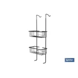 CESTA DE DUCHA DOBLE CON COLGADOR DE ACERO INOXIDABLE Y ACABADO NEGRO MATE