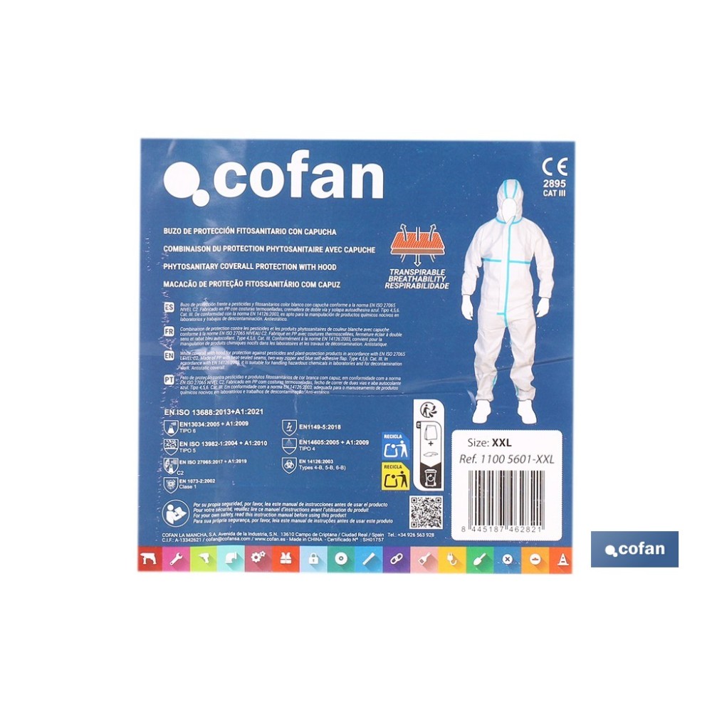 BUZO C/CAPUCHA FITOSANITARIOS ISO 27065 TALLA XXL