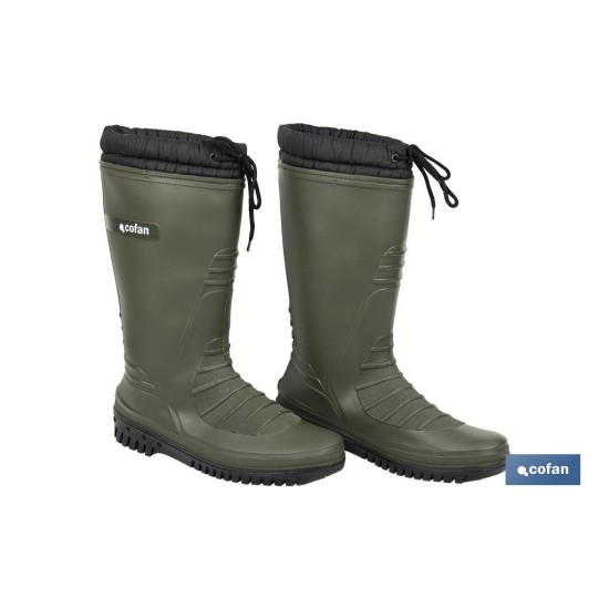 BOTA DE AGUA VERDE/NEGRA CON FORRO POLAR TALLA 36