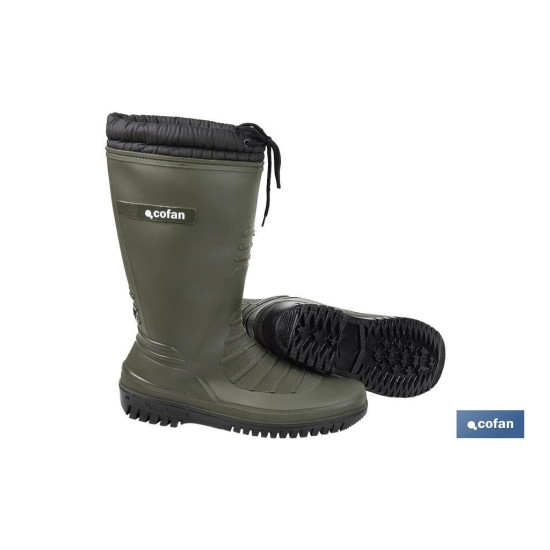 BOTA DE AGUA VERDE/NEGRA CON FORRO POLAR TALLA 37