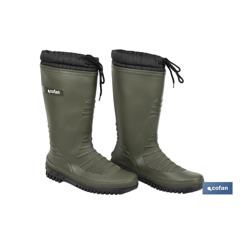 BOTA DE AGUA VERDE/NEGRA CON FORRO POLAR TALLA 41